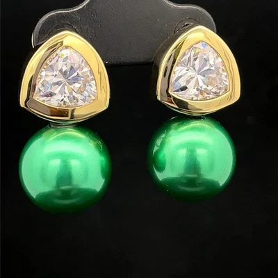 OHRCLIPSTECKER AUS 925/-SILBER GELBGOLDPLATTIERT MIT MKP & ZIRKONIA SCHMUCKJAGD - Bild 1 von 4