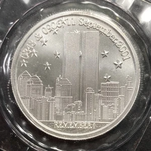 Remember 9-11-01, SEPTEMBER 11, 2001, .999 ONE OUNCE SILVER ROUND - Picture 1 of 2