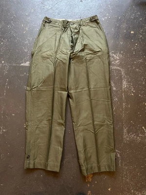 WW2 50s Vintage Campo Algodón Pantalones OD EE. UU. Pantalones Militares 34 x 32 Deadstock Foto 1 de 4