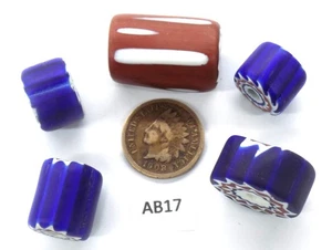 Wholesale Lot of  5 Venetian Chevron African Trade Beads   AB17   BG 83 - Picture 1 of 2