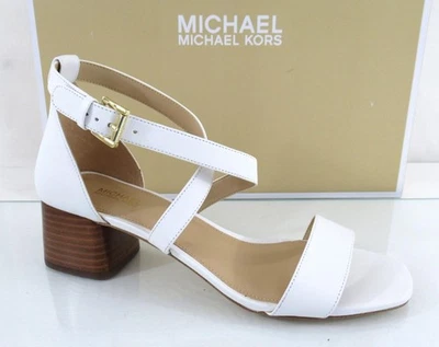 Zapatos para mujer Michael Kors Diane sandalias de tacón medio blanco óptico talla 7,5 Foto 1 de 4