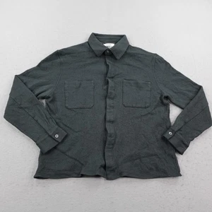 COS Shirt Mens Medium Dark Green Relaxed Fit Wool Cotton Blend Button Up Flannel - Picture 1 of 9