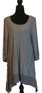 Chicos Womens Olive Green Striped Chevron Blouse Size 3 or XL Comfort Stretch - Picture 1 of 7