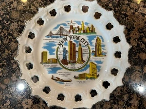 New York City Vintage Souvenir 8" Teller mit WTC - Bild 1 von 3