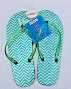 Chanclas de creatología talla infantil en zigzag verde y plateado - tallas reales en el anuncio - Imagen 1 de 1