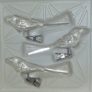 Vögel Glas Eislack weiß Christbaumschmuck Lauschaer Glas das Original mundgeblas - Picture 1 of 1