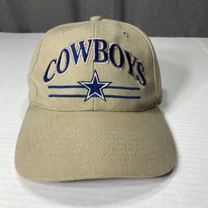 Vintage Logo Athletic Dallas Cowboys Strapback Hat NFL 90’s NFL Stripes Beige - Picture 1 of 8