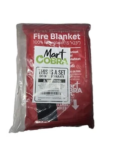 Mart Cobra Emergency Fire Blanket for Home and Kitchen. 15x23". Set of 2 - Picture 1 of 2