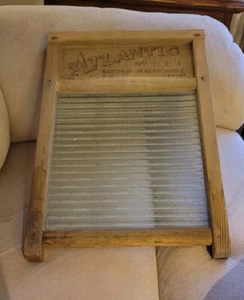 Vintage National Washboard No. 510 Atlantic #510 Glass Ribbed Washboard 19" Tall - Picture 1 of 4