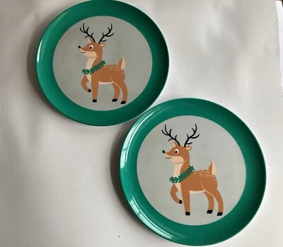 2 platos de melamina Target Wondershop 2021 reno con borde verde Foto 1 de 4