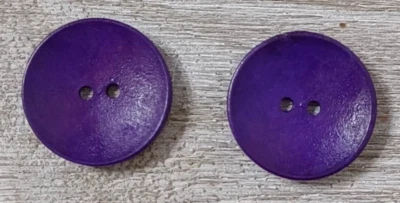 2 Botones de Costura Púrpura Artesanía Redondos Madera Brillante 2 Agujeros 1 1/8"  Foto 1 de 2