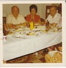 Vintage 1971 Found Photo - Social Greek Family Dinner Men Women Drink Beer Eat