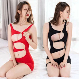 Sexy Mini Vestido ceñido al cuerpo sin copa Lencería hueca Noche Fiesta Vestidos - Imagen 1 de 15