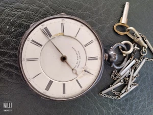 Antike Englische Taschenuhr Pocket Watch Oliver Young Newcastle Silber um 1860 - Bild 1 von 10