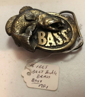 BASS GREAT AMERICAN BUCKLE CO. HEBILLA DE CINTURÓN DE LATÓN NÚMERO 531 (1981) HECHO EN EE. UU. Foto 1 de 3