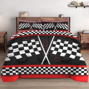 Comforter Set Twin Size With Pillowcase Racing Car Auto 2 Pcs Bedding For Kids A - Picture 1 of 7