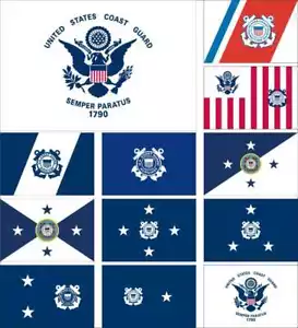 USA Coast Guard Flag USCG Guidon Auxiliary Vice Commandant Rear Admiral Ensign - Picture 1 of 15