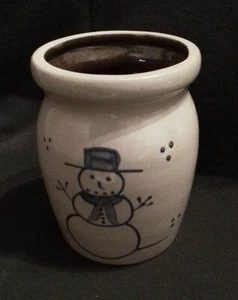 BBP Snowman Crock Beaumont Brothers Pottery Pot Planter - Picture 1 of 5