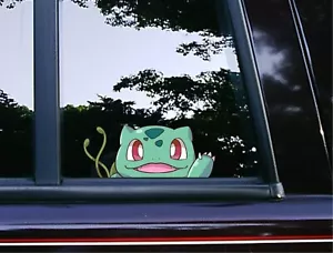 Bulbasaur Waving Peeker Peeking Window Vinyl Car Decals Anime Pokemon Stickers - Foto 1 di 6