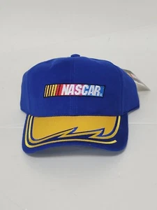 NASCAR Baseball Cap/Hat Stock Car Racing Blue Yellow Lightening Checkered Flag - Picture 1 of 4