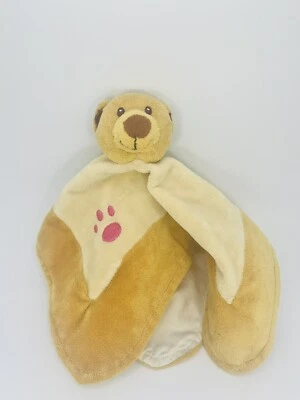 "Manta de seguridad para bebé Teddy Bear Lovey marrón claro estampado de pata 10,5"" chupete de felpa" Foto 1 de 4