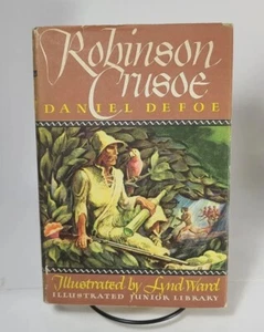 Robinson Crusoe by Daniel DeFoe 1946 HC/DJ Illustrated Junior Library Lynd Ward - Picture 1 of 15