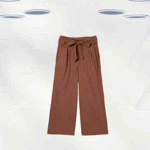 Fat Face Women's Linen Blend Wide Leg Brown Trousers - Picture 1 of 3