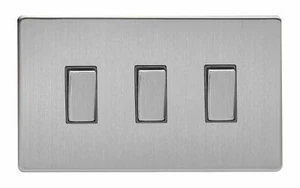 Interruptor basculante Varilight XDS93S acero cepillado sin tornillos 3 velocidades 2 vías placa doble - Imagen 1 de 1
