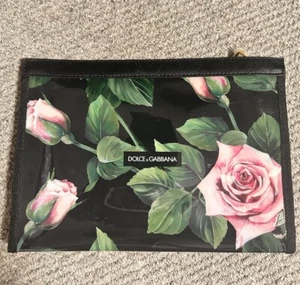 DOLCE GABBANA Pink rose Italy Clutch Bag Pouch Wallet Bikini Plastic Dustbag - Picture 1 of 5