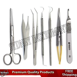 Dental Examination kit Instruments Tissue Scissors Cotton Forceps Locking Pliers - Bild 1 von 8