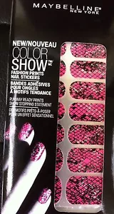 MAYBELLINE Color Show #10 Fierce N Fucsia Moda Impresiones 18 Pegatinas de Uñas - Imagen 1 de 2