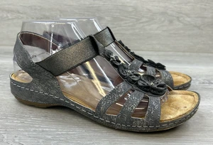 Flexus Women's Sandal Leather Gray 9 Orthotic Casual Comfort Shoes - Picture 1 of 7