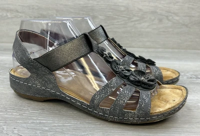 Flexus Women's Sandal Leather Gray 9 Orthotic Casual Comfort Shoes - Image 1 of 4