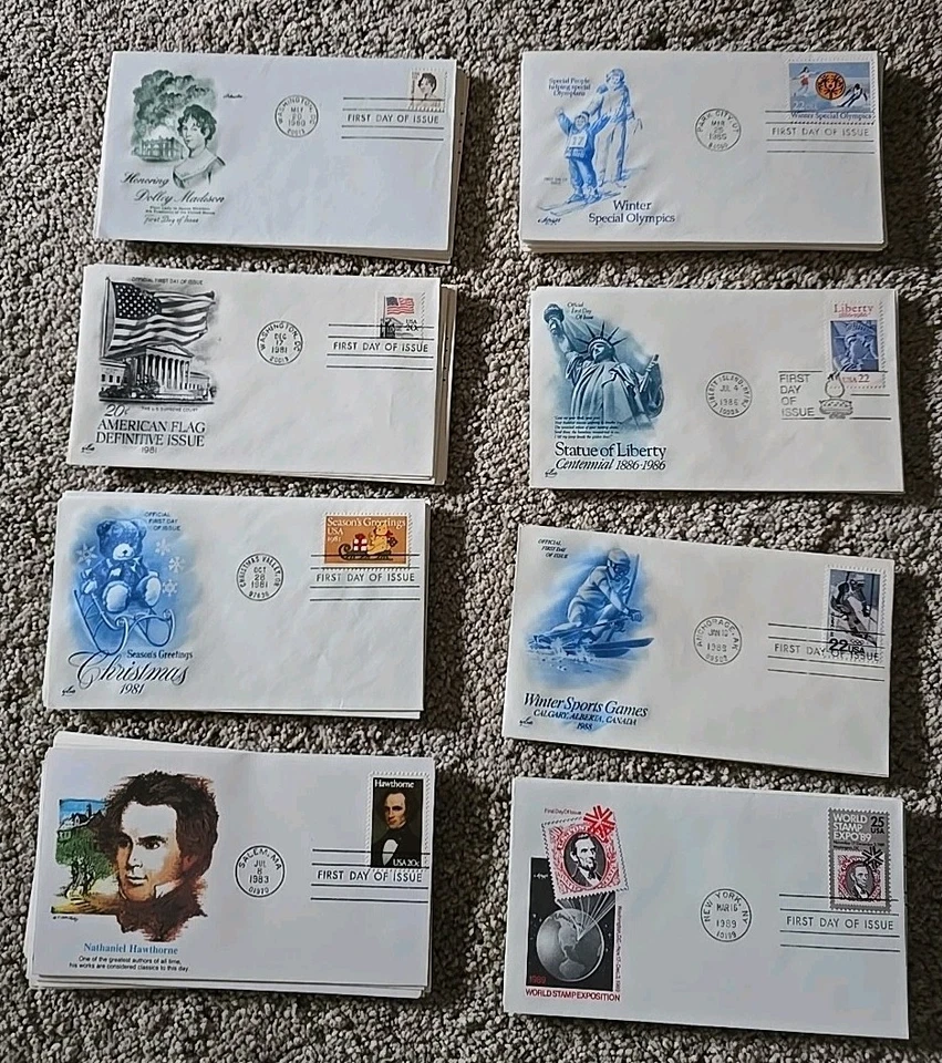 Lot of 81 First Day Cover Issue USPS Stamp Envelopes ~ 1980-1989 ~ Various - Image 1 of 1