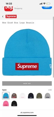Supreme New Era Box Logo Beanie Cyan - Image 1 of 2