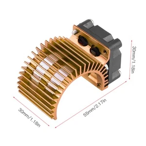 (Gold)Heat Sink With Cooling Fan For 1/10 Scale Electric RC Car 540/550 Mot HG - Afbeelding 1 van 10