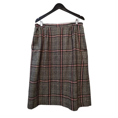 Vtg 80s Barry Ashley Plaid Wool Skirt Women 16W Preppy Academia Equestrian USA - Image 1 of 4