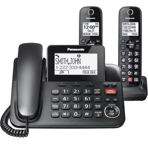 Panasonic schnurgebundenes schnurloses Telefonsystem Anrufbeantworter Anrufsperre 2 Mobilteile - Bild 1 von 6