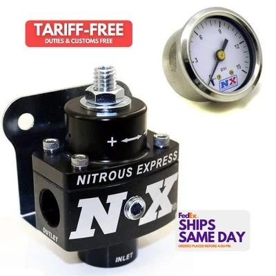 Nitrous Express 15952, Kit Black Aluminum Fuel Pressure Regulator Non-Bypass W/G - Image 1 of 4
