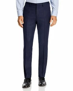 Hugo Hesten Melange Flannel Extra Slim Fit Suit Pants Med Blue-Unfinished Hem-36 - Picture 1 of 3