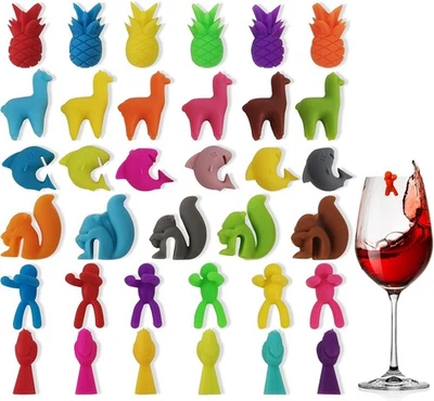 35 Stücke Glasmarkierer Glasmarker Silikon Glas Markierung Trinkgläser W - Bild 1 von 4