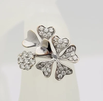 Anillo Effy Oro Blanco 18kt Diamante Flor Talla 6.25 3.4g Foto 1 de 4