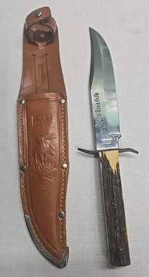 Vintage EDGE BRAND SOLINGEN ORIGINAL BOWIE KNIFE, STAG HANDLE & SHEATH  - Image 1 of 4