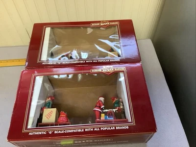 Bachmann 2 Christmas Hand Cars with Santa and Elf G Scale Used Not Working Parts - Image 1 of 4