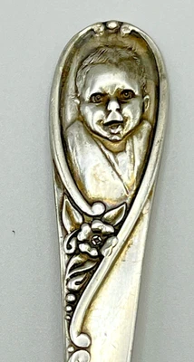 Cuchara bebé Winthrop Gerber vintage de Intl plata mango recto flor 4 1/2" Foto 1 de 4