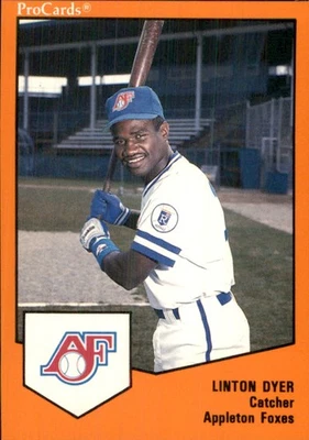 Linton Dyer 1989 ProCards Minor League T/S #867 RC Appleton Foxes *AutographDen* - Image 1 of 2