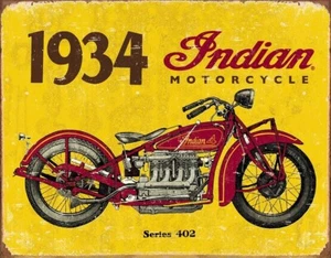 1934 INDIAN MOTORCYCLE SERIES 402 12 X 16 Inch Metal Tin Sign - Picture 1 of 1