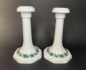 Rosenthal Maria Gooseberry Green Leaves Pair Of Tall Porcelain Candle Holders - Picture 1 of 8