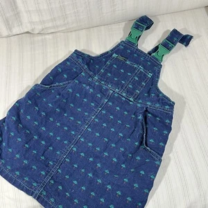 RARE Vintage Lee Jeans Blue Denim Jumper Dress Sz 6 Embroidered Trees Cotton W1 - Picture 1 of 14