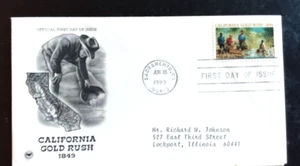 CALIFORNIA GOLD RUSH MINERS PANNING 1849- 1999 PCS CACHET FDC VF - Picture 1 of 1